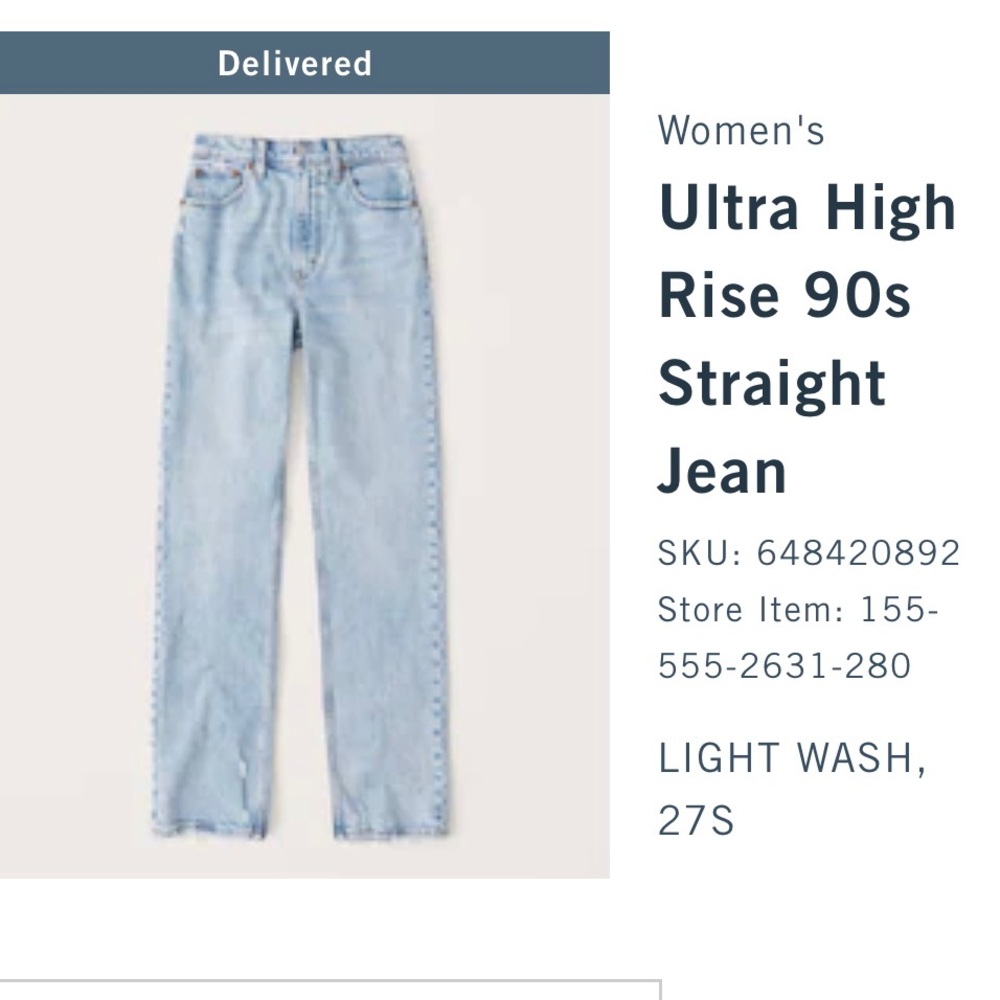 A&F Vintage Stretch Denim Ultra High Rise 90s Straight Jean